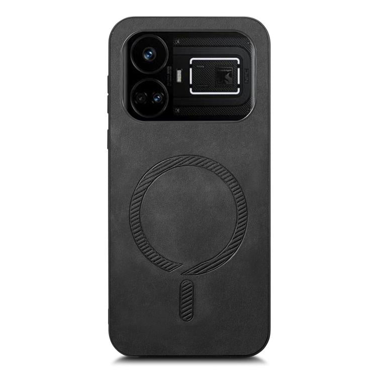 For Realme GT5 5G Retro MagSafe Magnetic PU Back Cover Phone Case