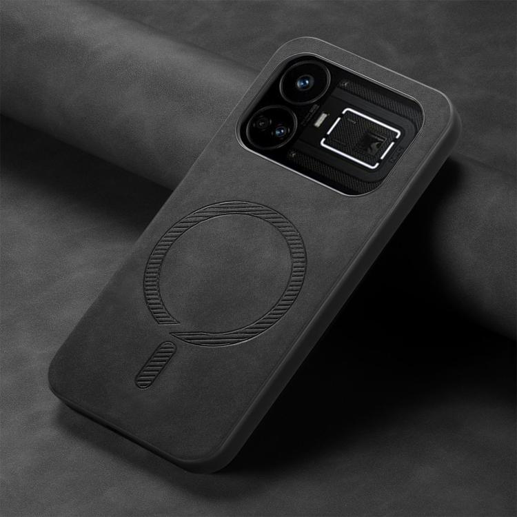 For Realme GT5 5G Retro MagSafe Magnetic PU Back Cover Phone Case