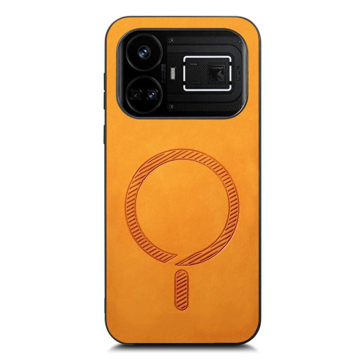 For Realme GT5 5G Retro MagSafe Magnetic PU Back Cover Phone Case