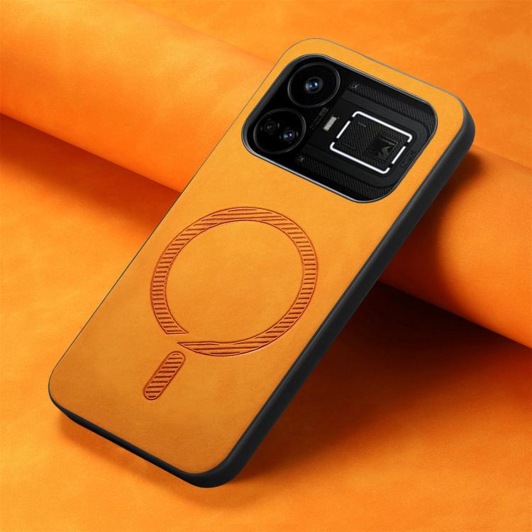 For Realme GT5 5G Retro MagSafe Magnetic PU Back Cover Phone Case