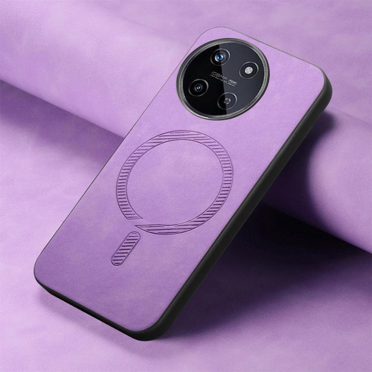 For Realme 11 4G Retro MagSafe Magnetic PU Back Cover Phone Case