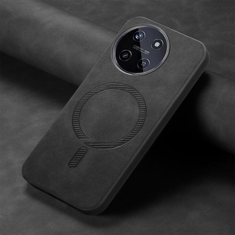 For Realme 11 4G Retro MagSafe Magnetic PU Back Cover Phone Case