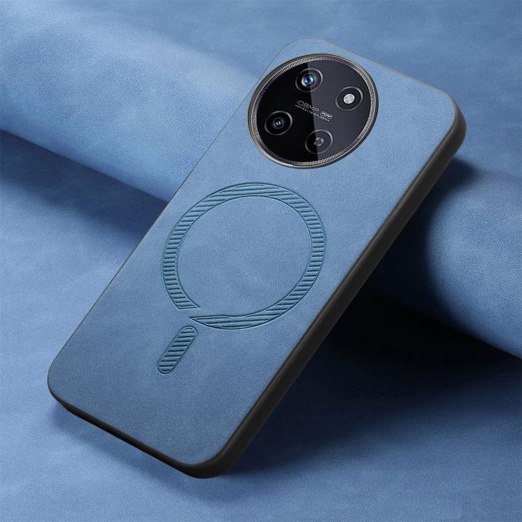 For Realme 11 4G Retro MagSafe Magnetic PU Back Cover Phone Case