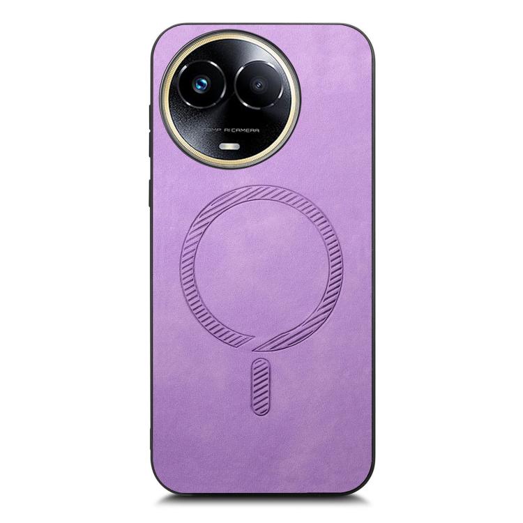 For Realme 11 5G Retro MagSafe Magnetic PU Back Cover Phone Case