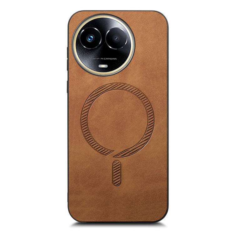 For Realme 11 5G Retro MagSafe Magnetic PU Back Cover Phone Case