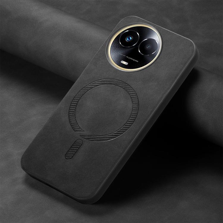 For Realme 11 5G Retro MagSafe Magnetic PU Back Cover Phone Case