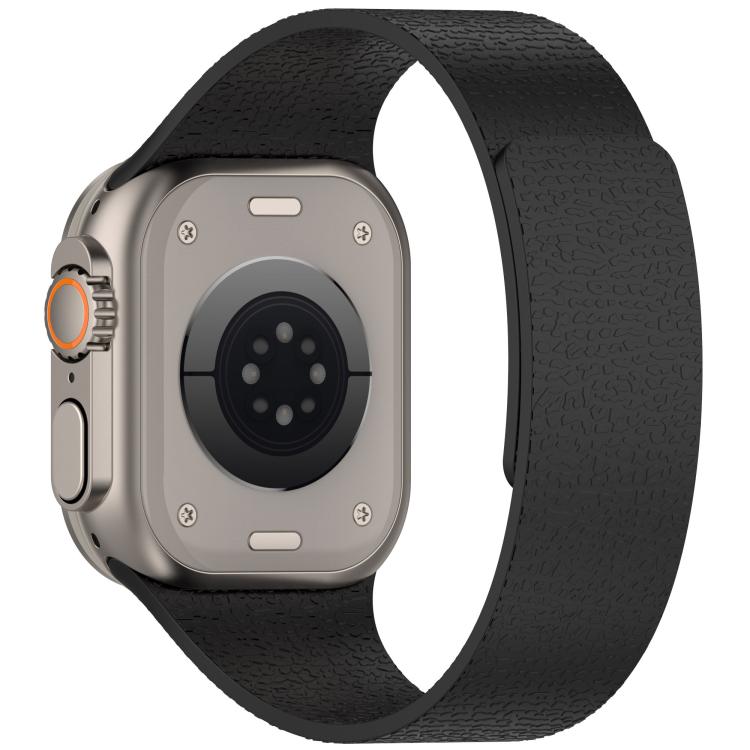 For Apple Watch 46mm / 49mm / 45mm / 44mm Litchi Texture Magnetic Silicone Watch Band