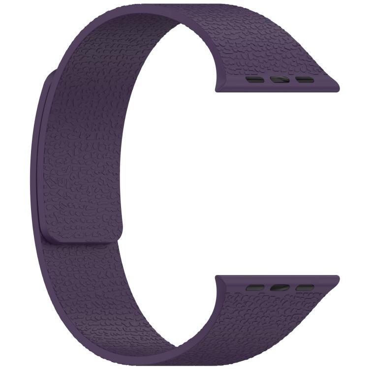 For Apple Watch 46mm / 49mm / 45mm / 44mm Litchi Texture Magnetic Silicone Watch Band