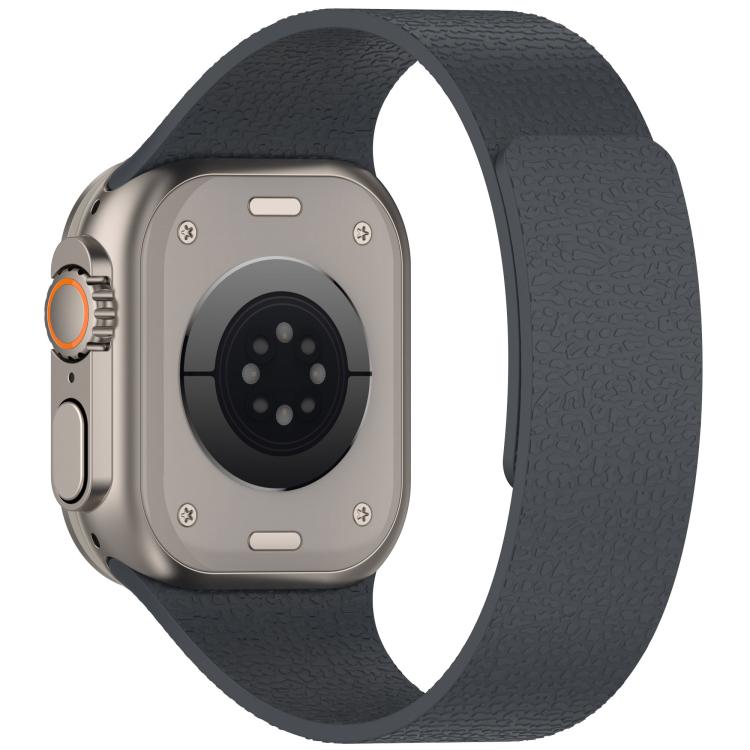 For Apple Watch 46mm / 49mm / 45mm / 44mm Litchi Texture Magnetic Silicone Watch Band