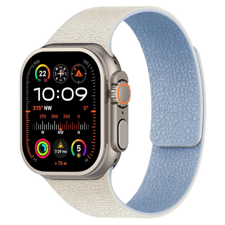 For Apple Watch 46mm / 49mm / 45mm / 44mm Litchi Texture Magnetic Silicone Watch Band