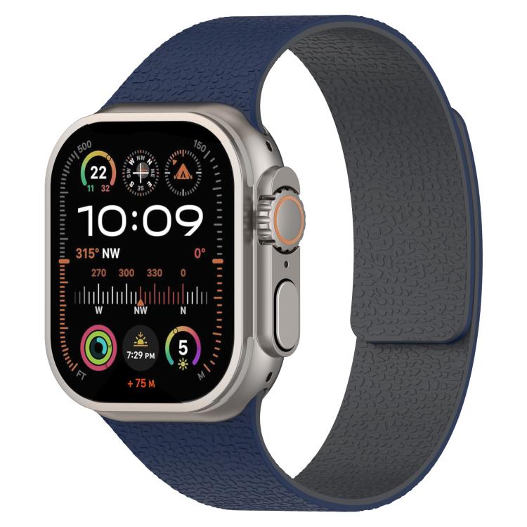 For Apple Watch 46mm / 49mm / 45mm / 44mm Litchi Texture Magnetic Silicone Watch Band