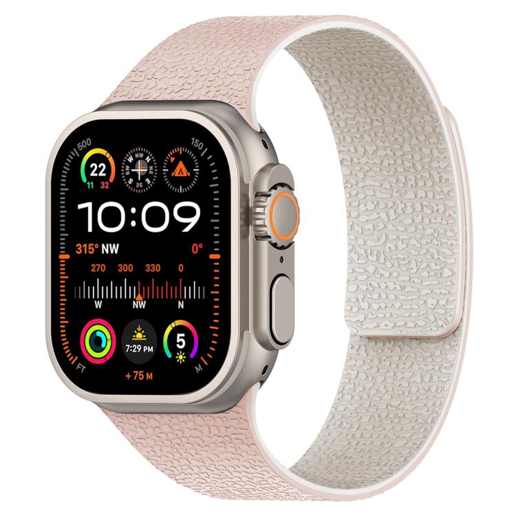 For Apple Watch 46mm / 49mm / 45mm / 44mm Litchi Texture Magnetic Silicone Watch Band