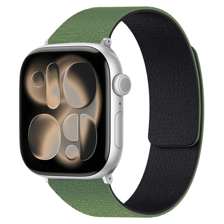 For Apple Watch 42mm / 41mm / 40mm / 38mm Litchi Texture Magnetic Silicone Watch Band