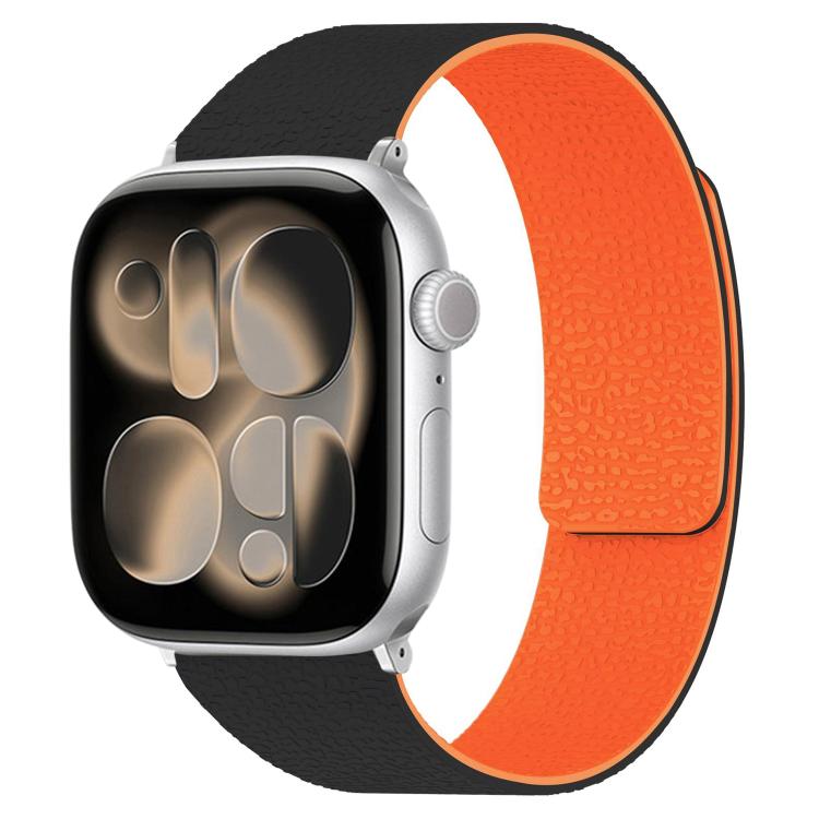 For Apple Watch 42mm / 41mm / 40mm / 38mm Litchi Texture Magnetic Silicone Watch Band