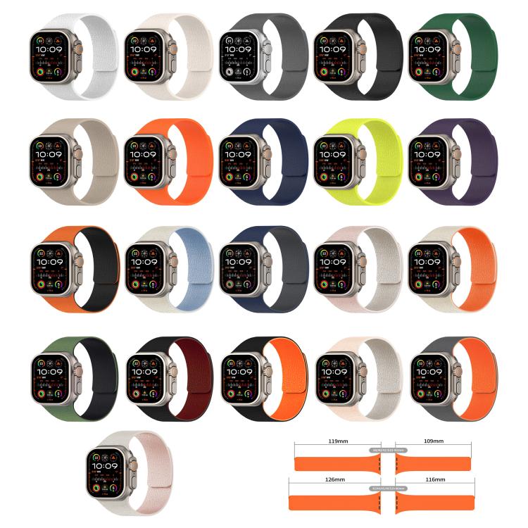 For Apple Watch 46mm / 49mm / 45mm / 44mm Litchi Texture Magnetic Silicone Watch Band