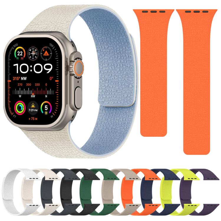 For Apple Watch 42mm / 41mm / 40mm / 38mm Litchi Texture Magnetic Silicone Watch Band
