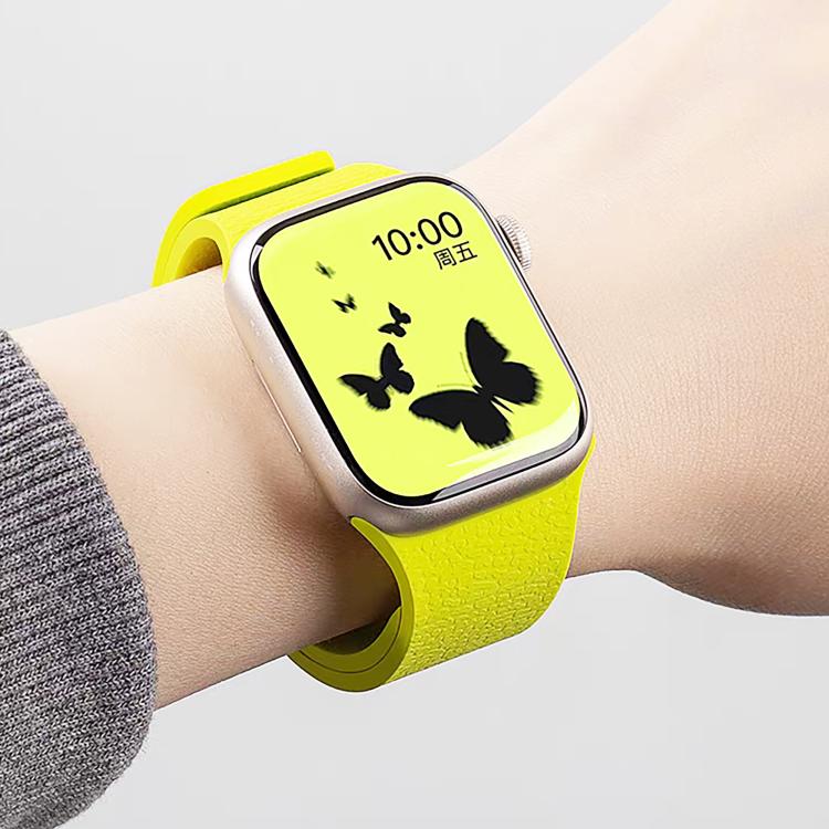 For Apple Watch 42mm / 41mm / 40mm / 38mm Litchi Texture Magnetic Silicone Watch Band