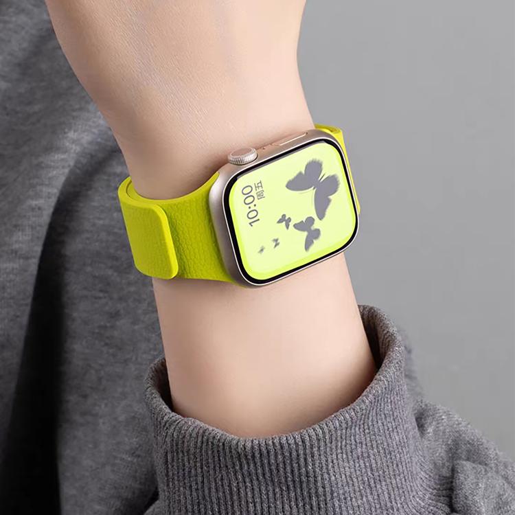 For Apple Watch 42mm / 41mm / 40mm / 38mm Litchi Texture Magnetic Silicone Watch Band