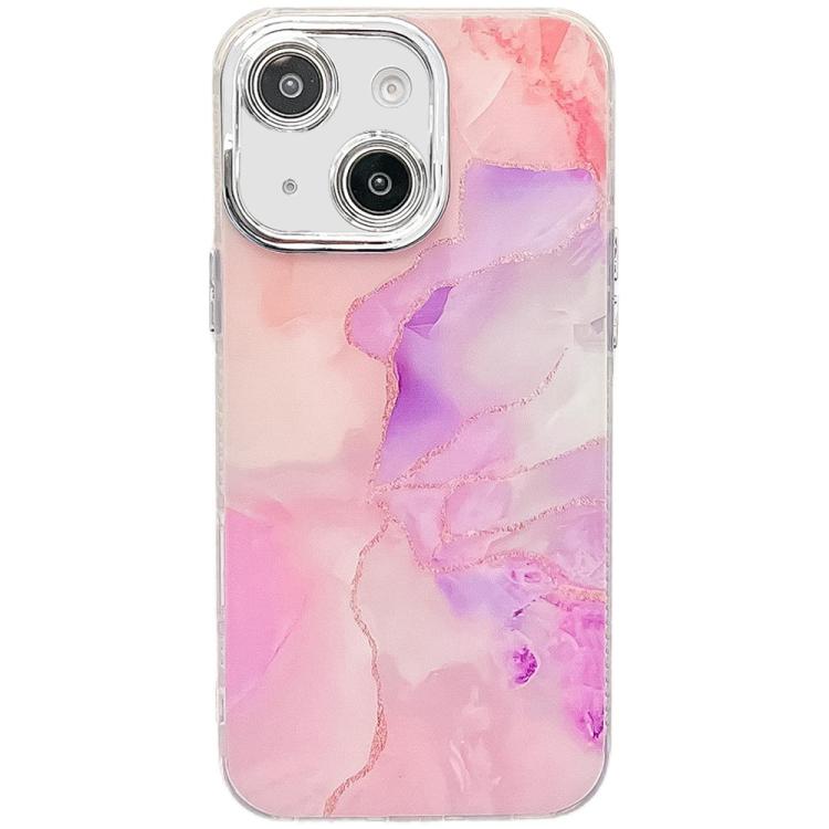 For iPhone 13 Electroplated Marble Texture Phone Case