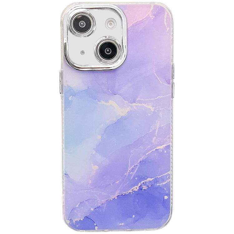 For iPhone 13 Electroplated Marble Texture Phone Case