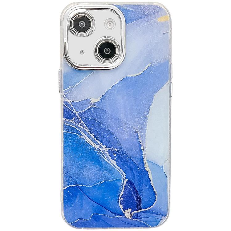 For iPhone 13 Electroplated Marble Texture Phone Case