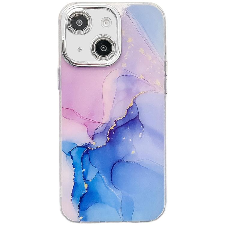 For iPhone 13 Electroplated Marble Texture Phone Case