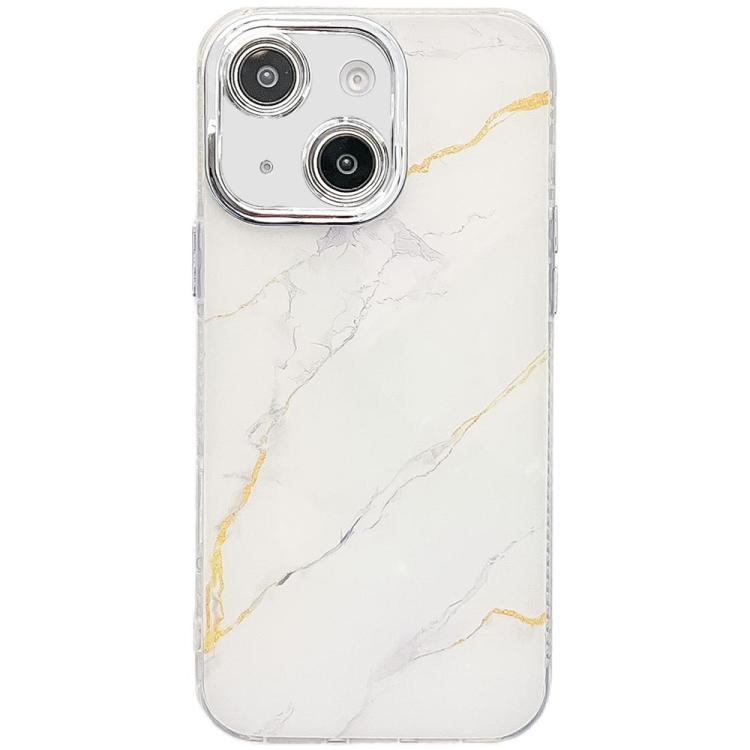 For iPhone 14 Electroplated Marble Texture Phone Case