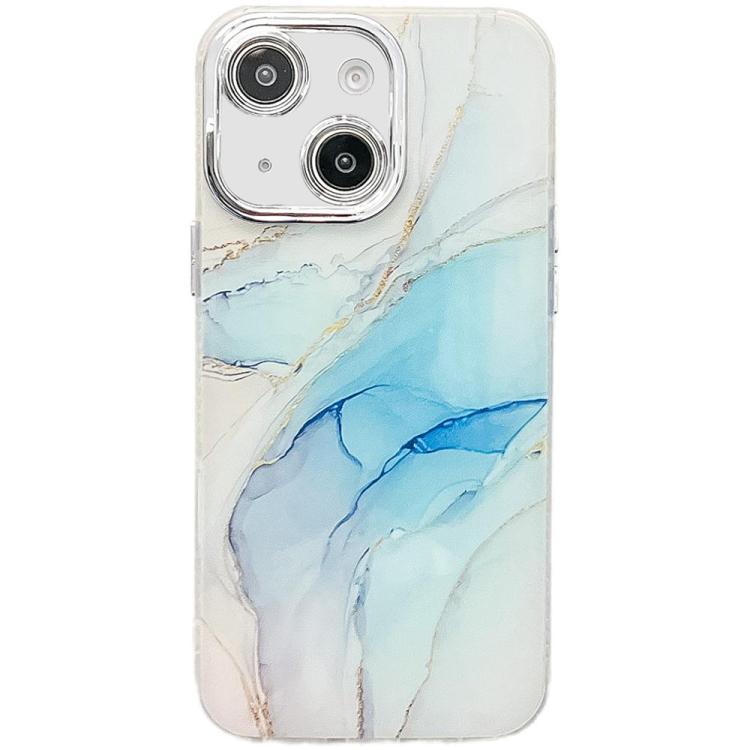 For iPhone 14 Electroplated Marble Texture Phone Case