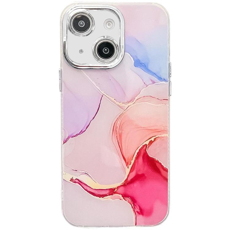 For iPhone 14 Electroplated Marble Texture Phone Case