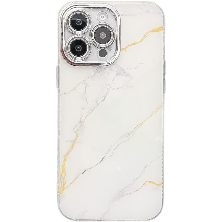 For iPhone 14 Pro Electroplated Marble Texture Phone Case