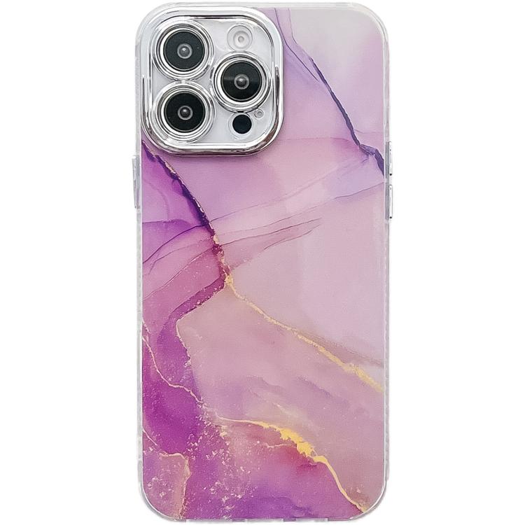 For iPhone 14 Pro Electroplated Marble Texture Phone Case
