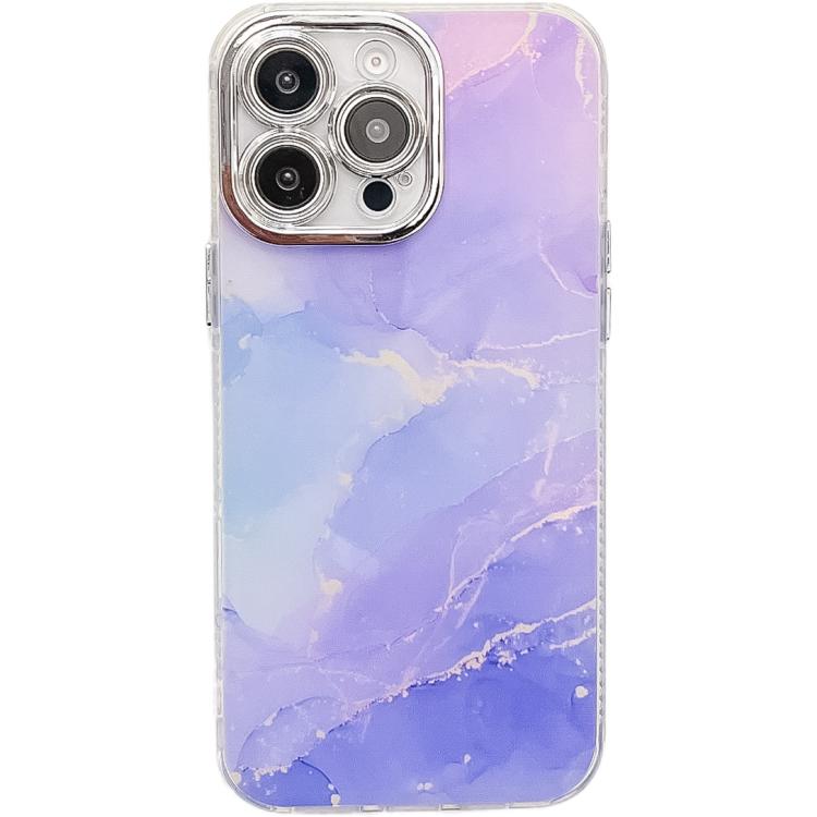 For iPhone 14 Pro Max Electroplated Marble Texture Phone Case