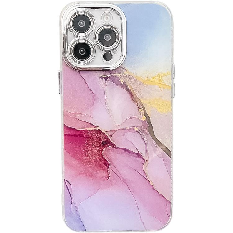 For iPhone 14 Pro Max Electroplated Marble Texture Phone Case