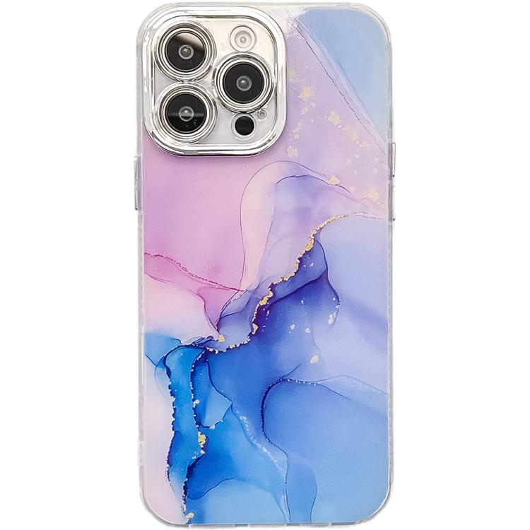 For iPhone 14 Pro Max Electroplated Marble Texture Phone Case