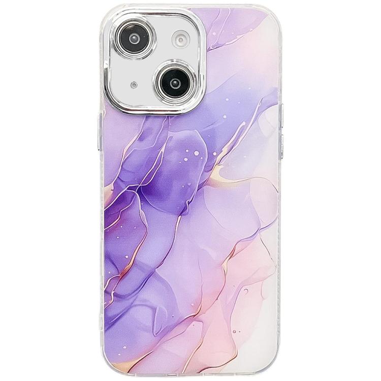 For iPhone 15 Electroplated Marble Texture Phone Case