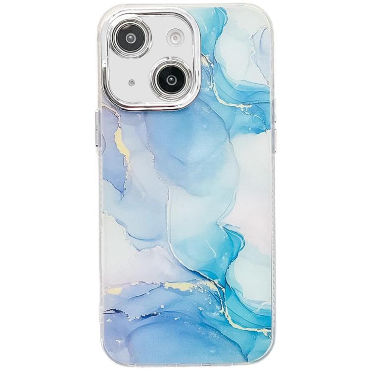 For iPhone 15 Electroplated Marble Texture Phone Case