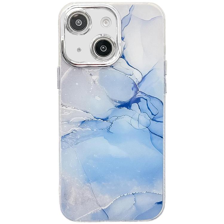 For iPhone 15 Electroplated Marble Texture Phone Case