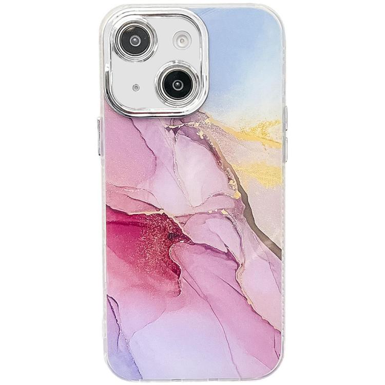 For iPhone 15 Electroplated Marble Texture Phone Case