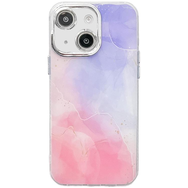 For iPhone 15 Electroplated Marble Texture Phone Case