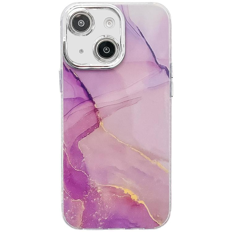 For iPhone 15 Electroplated Marble Texture Phone Case