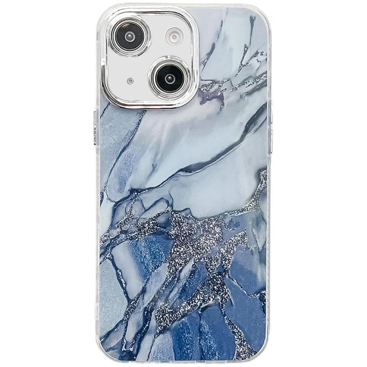For iPhone 15 Electroplated Marble Texture Phone Case