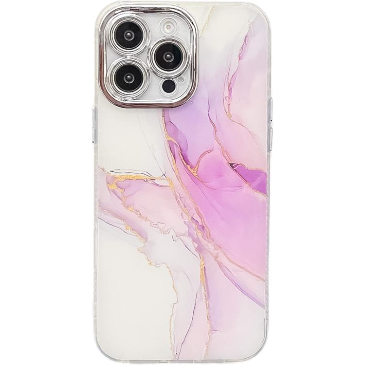 For iPhone 15 Pro Max Electroplated Marble Texture Phone Case
