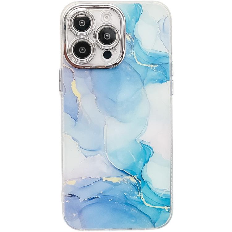 For iPhone 16 Pro Max Electroplated Marble Texture Phone Case
