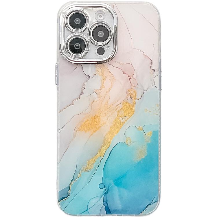 For iPhone 16 Pro Max Electroplated Marble Texture Phone Case