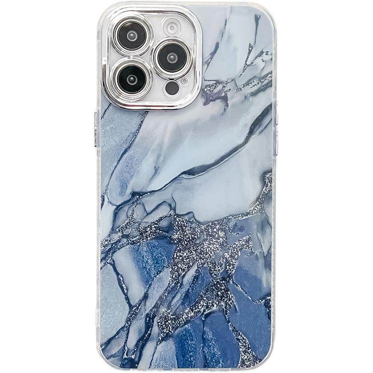 For iPhone 16 Pro Electroplated Marble Texture Phone Case