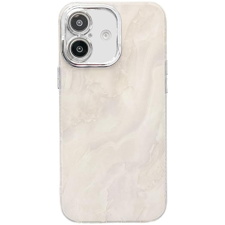 For iPhone 16 Plus Electroplated Marble Texture Phone Case