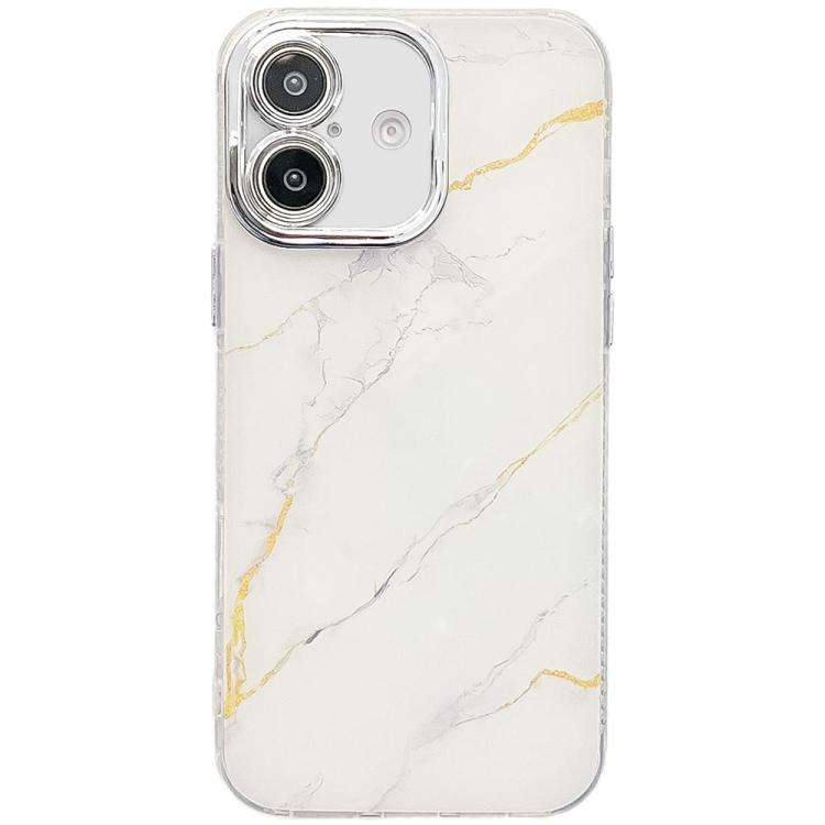 For iPhone 16 Electroplated Marble Texture Phone Case