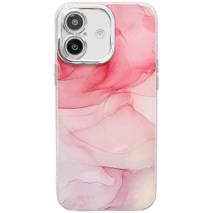 For iPhone 16 Electroplated Marble Texture Phone Case