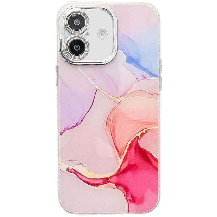 For iPhone 16 Electroplated Marble Texture Phone Case