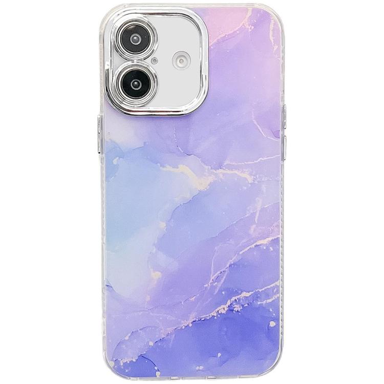 For iPhone 16 Electroplated Marble Texture Phone Case